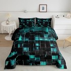  Black And Teal Comforter Set Modern Geometric Bedding Comforter Sets Gradient 