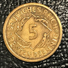 Vintage High Grade 1924 A Germany German 5 Rentenpfennig Coin-may211