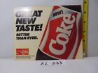 Vintage New Coke Coca Cola Advertising Plastic Decal Cling  7  X 5 5  1985 Taste