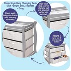 Sleigh Style Baby Changing Table - Diaper Station With 6 Removable Storage Ba   