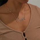 Customized Name Crystal Diamond Zirconia Necklace Pendant Box Chain Jewelry Gold
