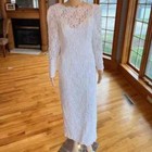 Alfred Angelo Long Sleeve White Lace Silver Wedding Gown Bridal Dress Size 4 6