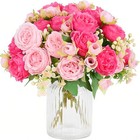 9 Heads Silk Peony Artificial Fake Flowers Wedding Bouquet For Home Party Decor
