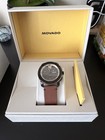 Movado Bold Men s Chronograph Quartz Watch Brown Leather Strap Black Case Box