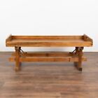 Rustic Farmhouse Trestle Base Pine Coffee Table  Sweden Circa 1890