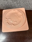 Vintage Art Nouveau Pink Powder Box hard Plastic detailed Lid display Vanity