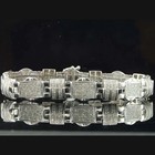 925 Silver White Gold Finish Round Cut Simulated Diamond Charm Link Men Bracelet