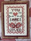 Frony Ritter Designs You Are Loved Cross Stitch Sampler Chart Card 14 Count