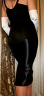 Vtg Black Satin Full Dress Slip Nylon Shaper Bra 44 B