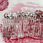 Vtg 1930s-1940s French 4    Metal Hair Comb - Rhinestones   White Opaque Navettes