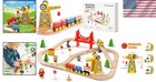 Wooden Train Set - 55pcs  Compatible Tracks  Educational Toy