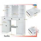 Vanity Table Set With Lighted Mirror makeup Vanity Desk With 3 Drawers 2 Cabinet