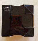 New Natural Stone Granite Coasters Black Polished Square Set Of 4 Boxed Gift