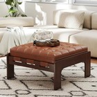 Modern 30  Square Faux Leather Ottoman Coffee Table  Large Tufted Upho