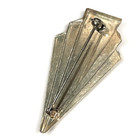 Vtg Art Deco Brooch Pin Retro Silver Tone Statement  2   