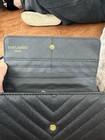 Yves Saint Laurent Wallet Black With Gold Logo Flat Envelope