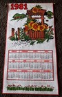  c  Vtg  1981 Finished Jewel Home Felt Wall Calendar Banner 31   16   c-1981-bb