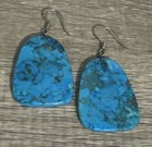 Navajo Sterling Silver Slab Turquoise Dangle Statement Earrings