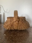 Antique Appalachian    god   s Eye    Pattern Hand-woven Split Oak Buttocks Egg Basket
