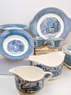 Vintage Blue Royal China Currier And Ives 40 Pc American Transfer Dinnerware Set