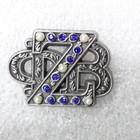 Vtg Zeta Phi Beta Pin   Blue Gem Pearl Lapel Badge   Greek Sorority Z  b Jewelry