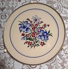 Beautiful Vtg Art Deco Glass Top Lazy Susan W  Metal Base Painted Flowers 11 