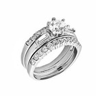 Morgana  2 5ct 3 Piece Stacked Ice On Fire Cz Steel Wedding Ring Set