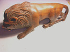 Vintage Hand Carved Wooden Male African Lion Statue