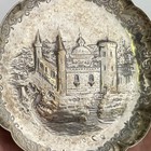 Antique 19thc Dutch Silver Two Handled Dish   Bowl Embossed Castle Scene
