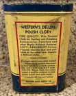Vintage Western s Deluxe Auto Polish Cloth Tin  Gas Station  Wax Treated