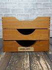 Lot 3 Vintage Wood Desk Legal Organizer Tray Dovetail Wood Office In Out Box