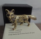 Retro Solid Brass Pure Copper Cute Animal Fox Figurine Statue   Gift Box
