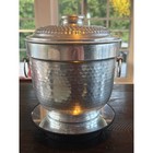 Vintage Made In Italy Hammered Aluminum Ice Bucket     Mid Century 9 