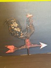 Metal Rooster Weather Vane Early 20th Century Farmhouse Barn Decor 16x17 Patina