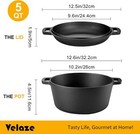 Cast Iron Dutch Oven With Lid  2-in-1 Two-handle Cast Iron Skillet Black 5qt