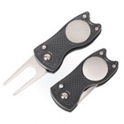 2 golf Divot Repair Tool All Metal Foldable W pop-up Button magnetic Ball Marker