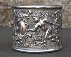 Fine Set Of Six Antique Silver Plated  Napkin Rings With Putti s   Cartouches