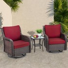 3pcs Patio Wicker Bistro Set  Swivel Rocker Chairs Outdoor Furniture Set Garden