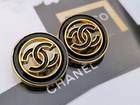 4 Chanel Steel Stamped Cc Black Gold Round Button 20mm Set Of 4