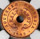 1943 Ngc Ms 65 Rd Southern Rhodesia 1 2 Penny George Vi Full Red Coin  24092204c