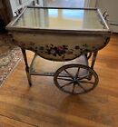 Stunning Antique Vintage Wood And Glass Bar Cart tea Cart Serving Bar