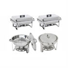 Stainless Steel 2 Round Chafing Dish 2 Rectangular Chafers W foldable Frame Legs
