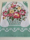 New Luray Vintage Style Pretty Kitchen Tea Towel - Beautiful Green Floral Basket