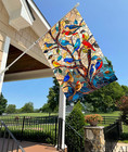 Spring Summer Hummingbird Garden Flag For Outside 28x40 Stained Glass Colorful B