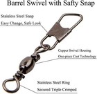 50pcs Barrel Swivel With Safty Snap Connector Fishing Swivels With 50pcs-black