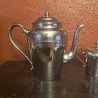 Vintage Cromwell Silver Mfg Chromium Teapot Creamer Sugar Bowl Set