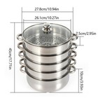 5 Tier 28cm Stainless Steel Steamer Set Dumpling Manty Steamer Pot Glass Lid