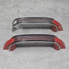 1920s Red Chrome Bakelite Drawer Pulls Cabinet Art Deco  Salvage 3  Centers