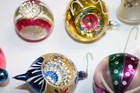 Lot Of 13 Vintage Mercury Glass Christmas Ornament Lot Hand Painted