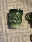 Vintage 1960s Fire King Kimberly Diamond Green  avocado  Glass Coffee Cup Mug